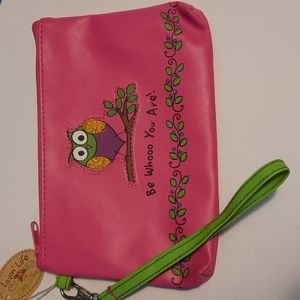 Beaded Hot Pink Owl Be You Whimsical Fun Phone Purse Wallet Wristlet Card Zipper